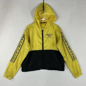 Chevy Corvette Windbreaker Jacket Womens Large Yellow Black Full Zip Chemistry